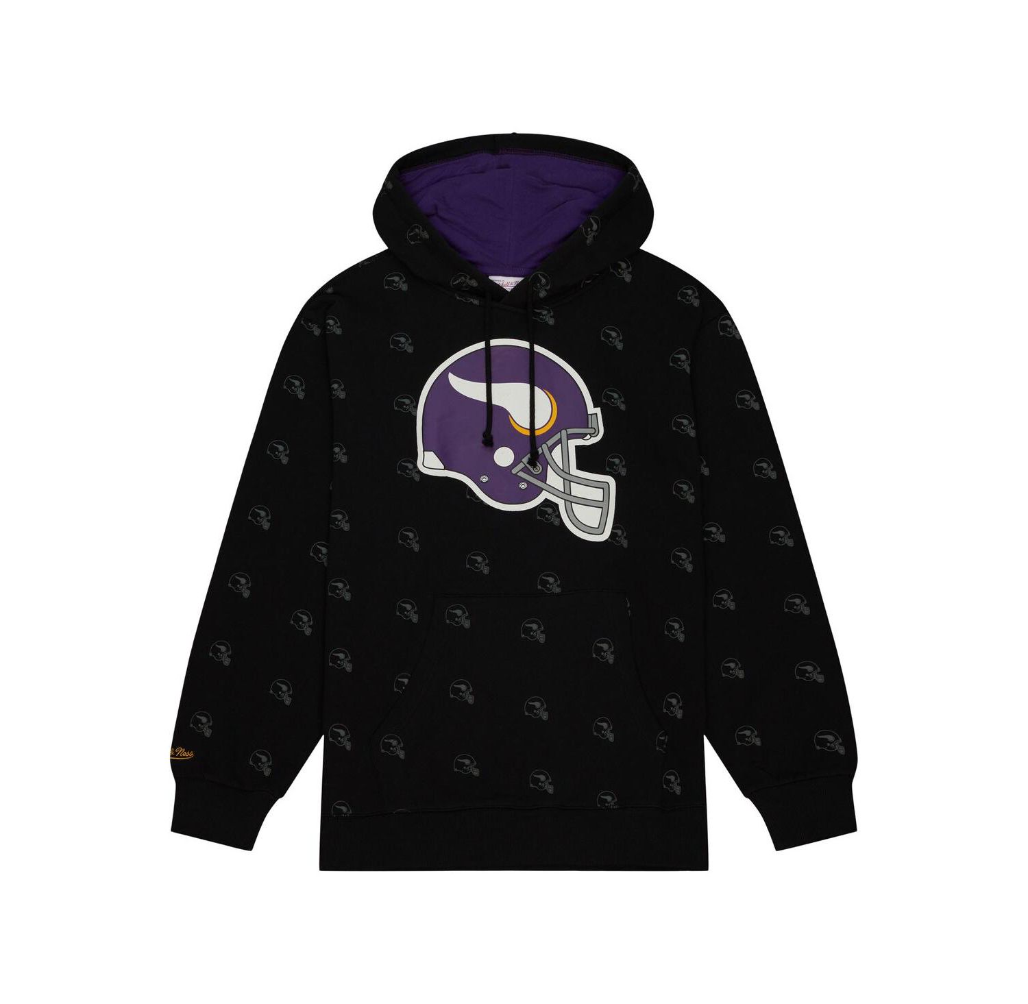 Men's Black Minnesota Vikings Allover Print Fleece Pullover Hoodie
