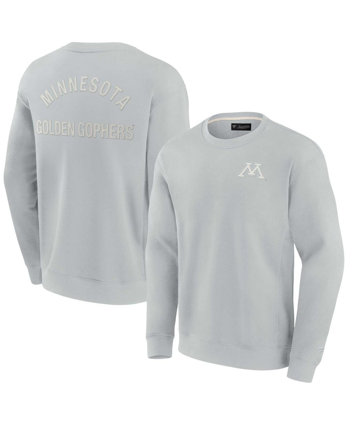 Men's and Women's Fanatics Signature Gray Minnesota Golden Gophers Super Soft Pullover Crew Sweatshirt - Gray