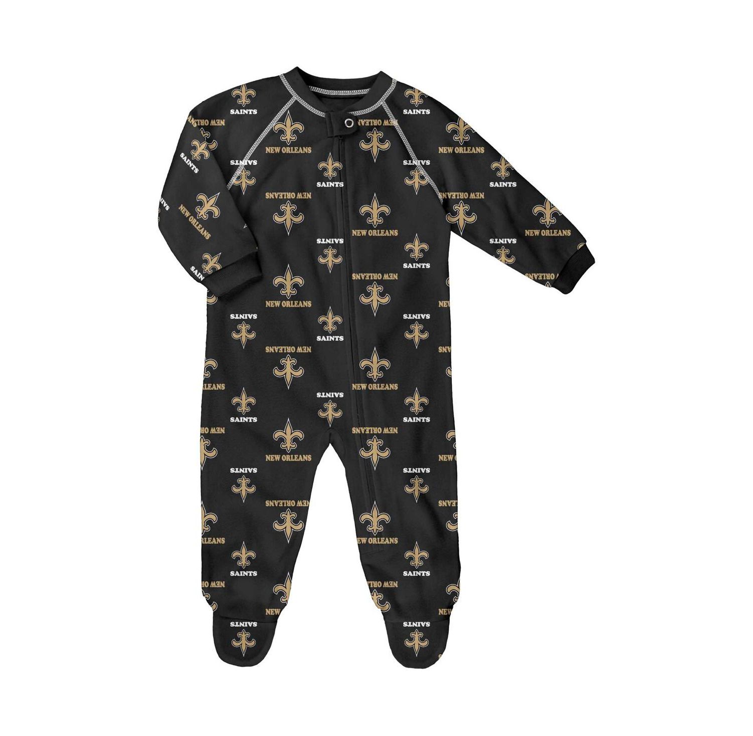 Infant Boys and Girls Black New Orleans Saints Allover Print Raglan Full-Zip Jumper