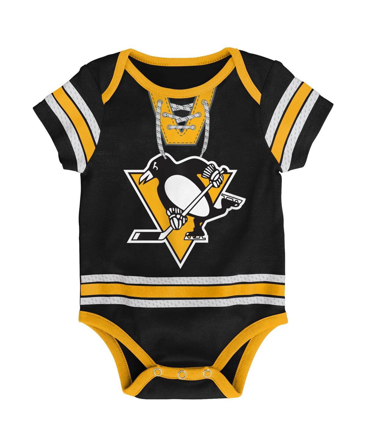 Outerstuff Infant Boys And Girls Black Pittsburgh Penguins Hockey Jersey Bodysuit In Black