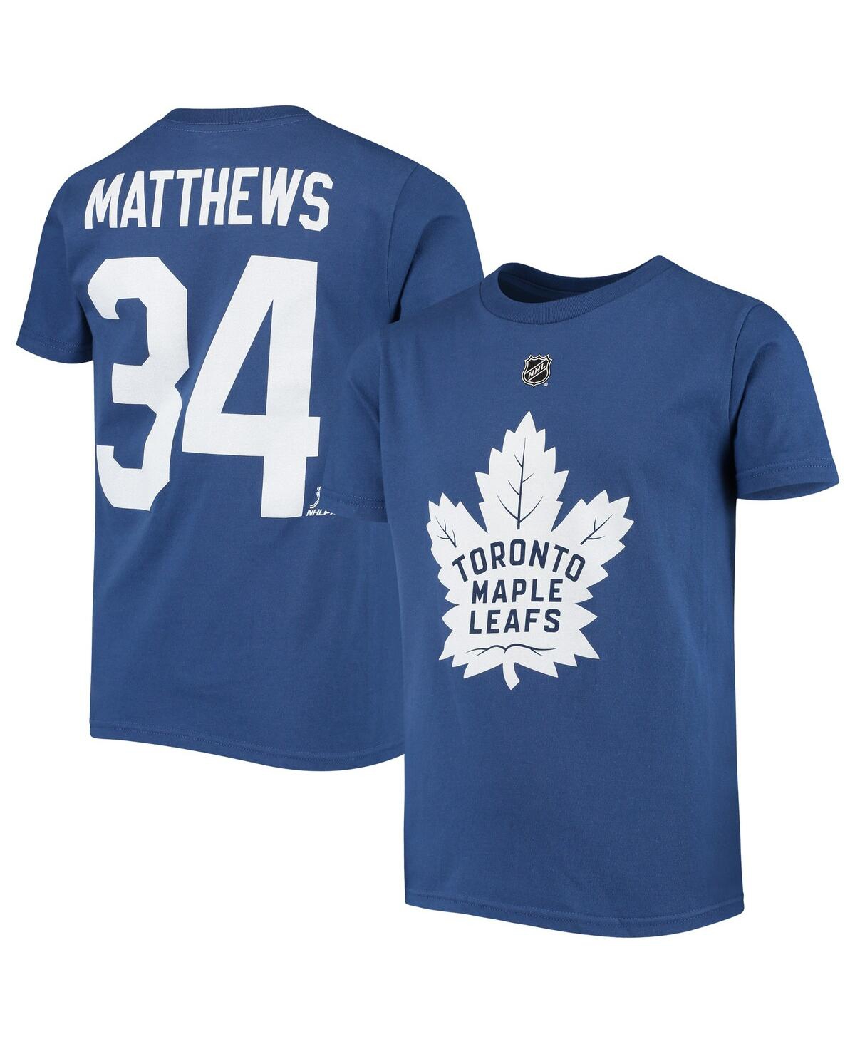 Outerstuff Kids' Big Boys Auston Matthews Blue Toronto Maple Leafs Player Name And Number T-shirt
