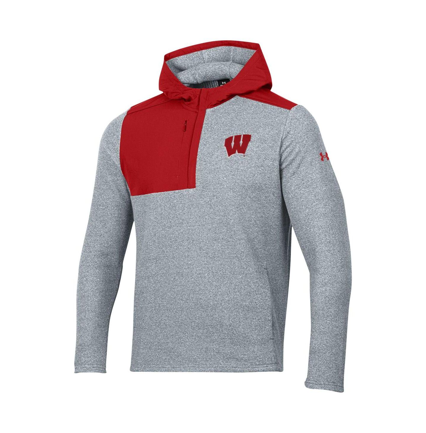Мужская куртка Under Armour Gray Wisconsin Badgers Survivor Fleece Quarter-Zip — фото 2