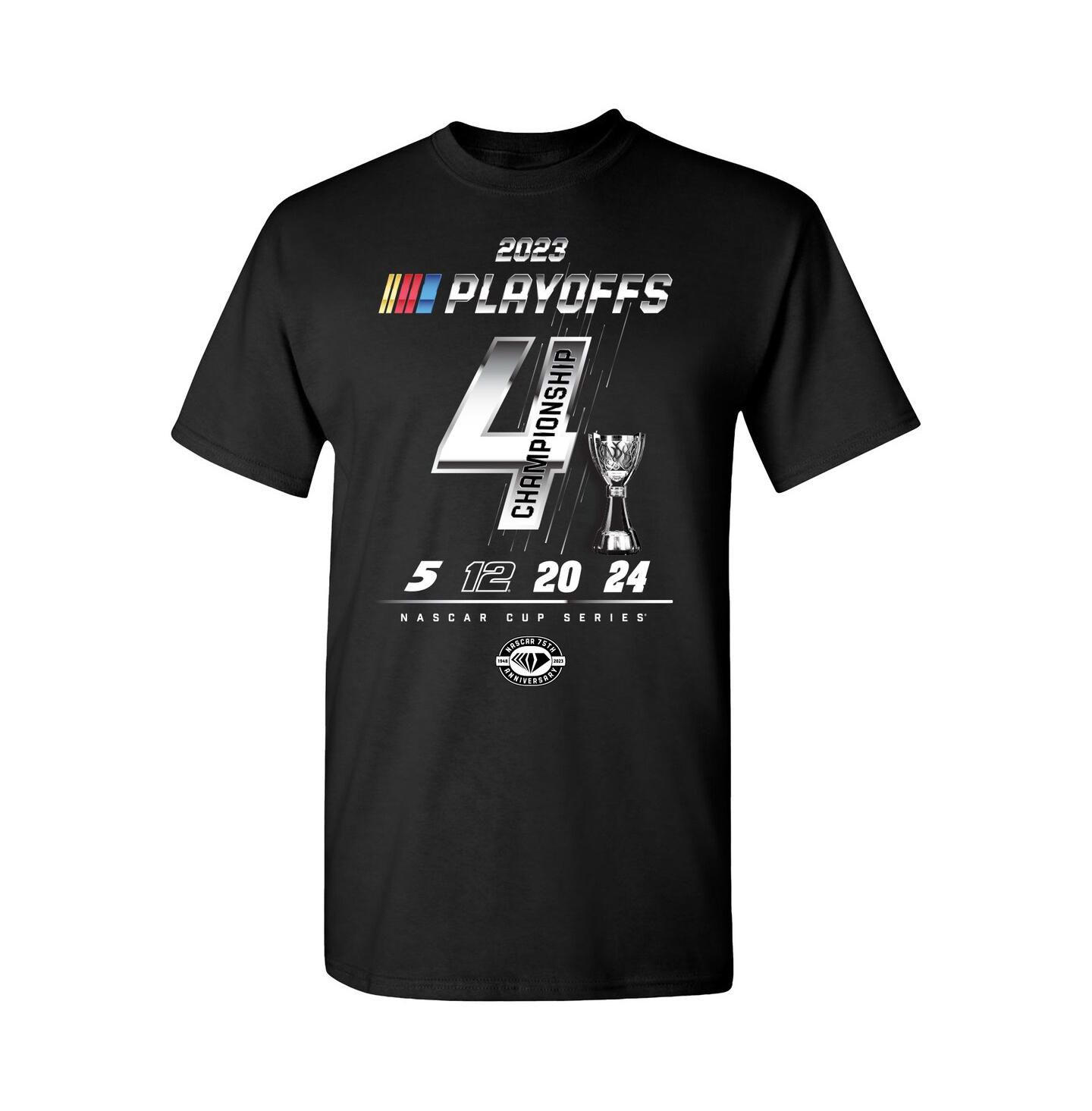 Мужская футболка Checkered Flag Sports Heather Charcoal 2023 NASCAR Cup Series Playoffs Championship Four — фото 2
