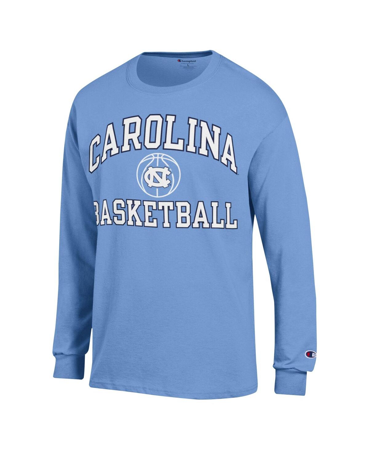 Shop Champion Men's  Light Blue North Carolina Tar Heels Basketball Icon Long Sleeve T-shirt