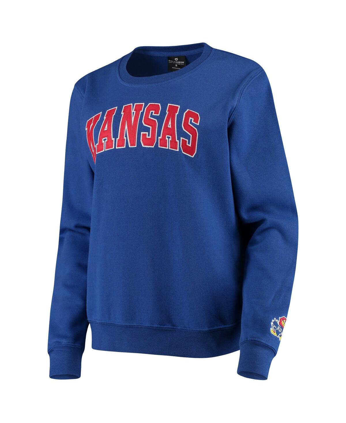 Women's ColosseumKansas Jayhawks Campanile Pullover Sweatshirt - Royal