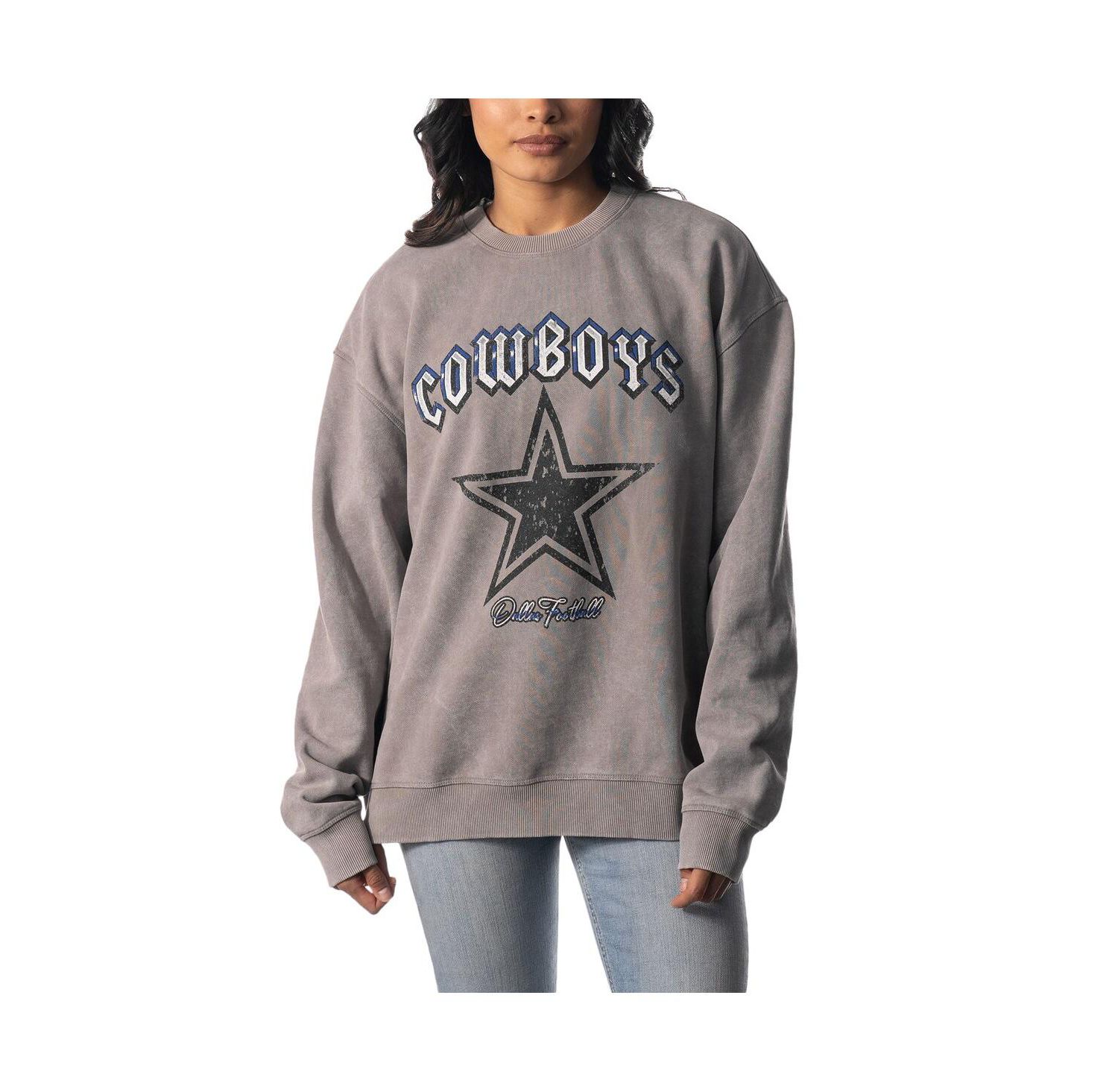 Men's and Women's Gray Dallas Cowboys Distressed Pullover Sweatshirt