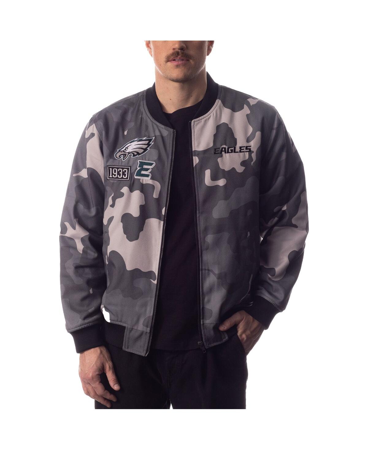 Shop The Wild Collective Men's And Women's  Gray Distressed Philadelphia Eagles Camo Bomber Jacket