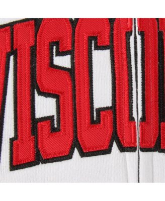 Women's White Wisconsin Badgers Arched Name Full-Zip Hoodie