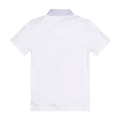 Baby Boys Short Sleeve Jersey Polo with Seersucker Trim