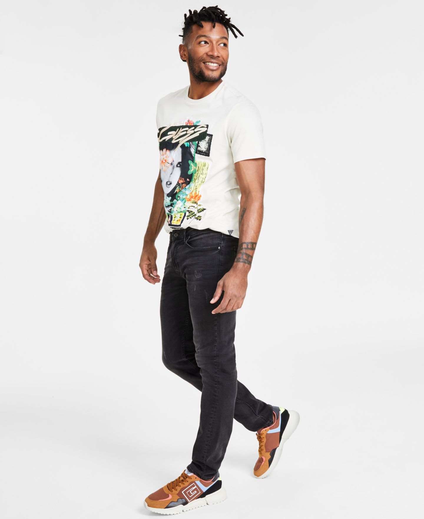 Мужские джинсы GUESS Distressed Slim Tapered Fit, цвет: Idaho — фото 4