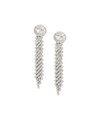 Women's Silver  Circular Bling Drop Earrings