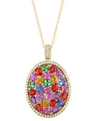 EFFY&reg; Multi-Gemstone (5-7/8 ct. t.w.) & Diamond (1/2 ct. t.w.) 18" Pendant Necklace in 14k Gold