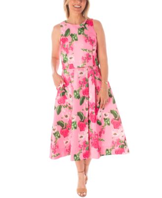 Maison Tara - Women's Floral-Print Jacquard Midi Dress