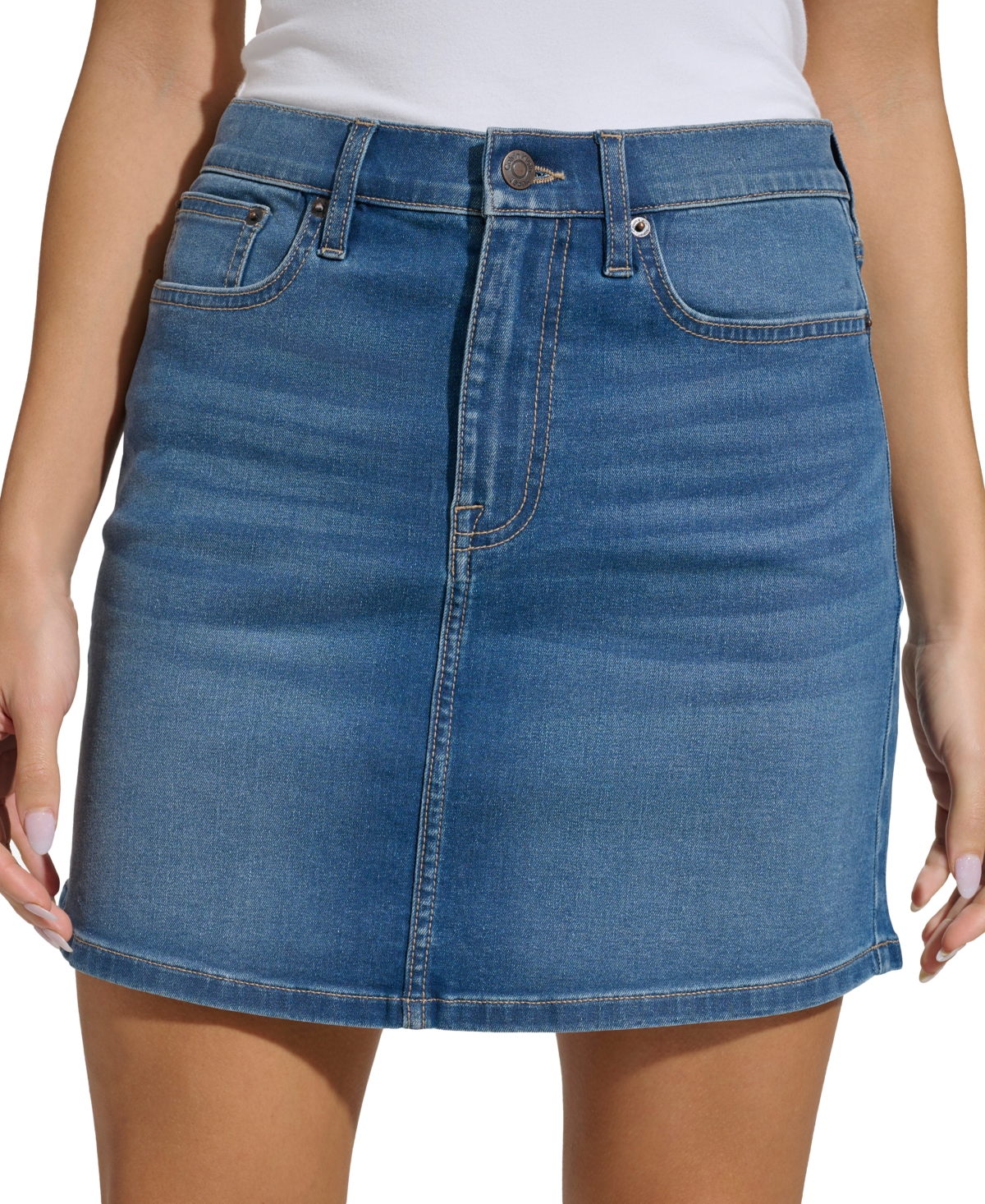 Calvin Klein Jeans Est.1978 Women's Mid Rise Denim Mini Skirt In Malibu