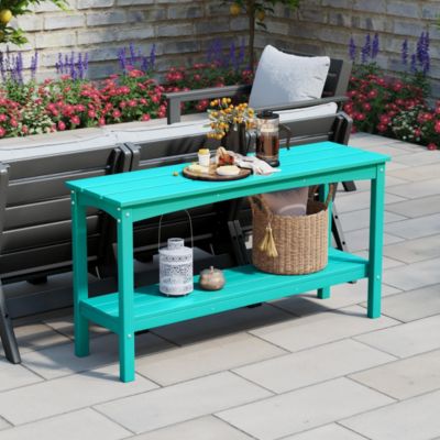 55" Outdoor Patio HDPE Adirondack 2-Tier Shelf Console Table