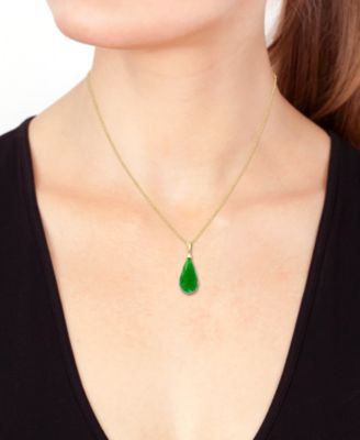 EFFY&reg; Dyed Jade Fancy-Cut Briolette 18" Pendant Necklace in 14k Gold