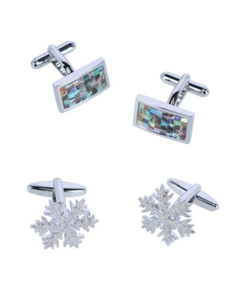 Мужские аксессуары TRAFALGAR Cufflink Holiday Pack Snowflake and Mother of Pearl Set
