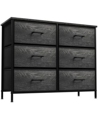 6 Drawers Dresser- Storage Unit with Steel Frame, Wood Top, Fabric Bins - for Bedroom, Closet, Office and more
