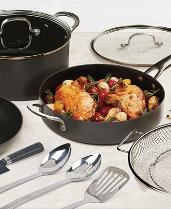 Emeril Everyday Lagasse Kitchen Cookware, Forever Pans, Pots and Pans Set with Lids, Hard-Anodized Nonstick, Black (13 Piece Set)