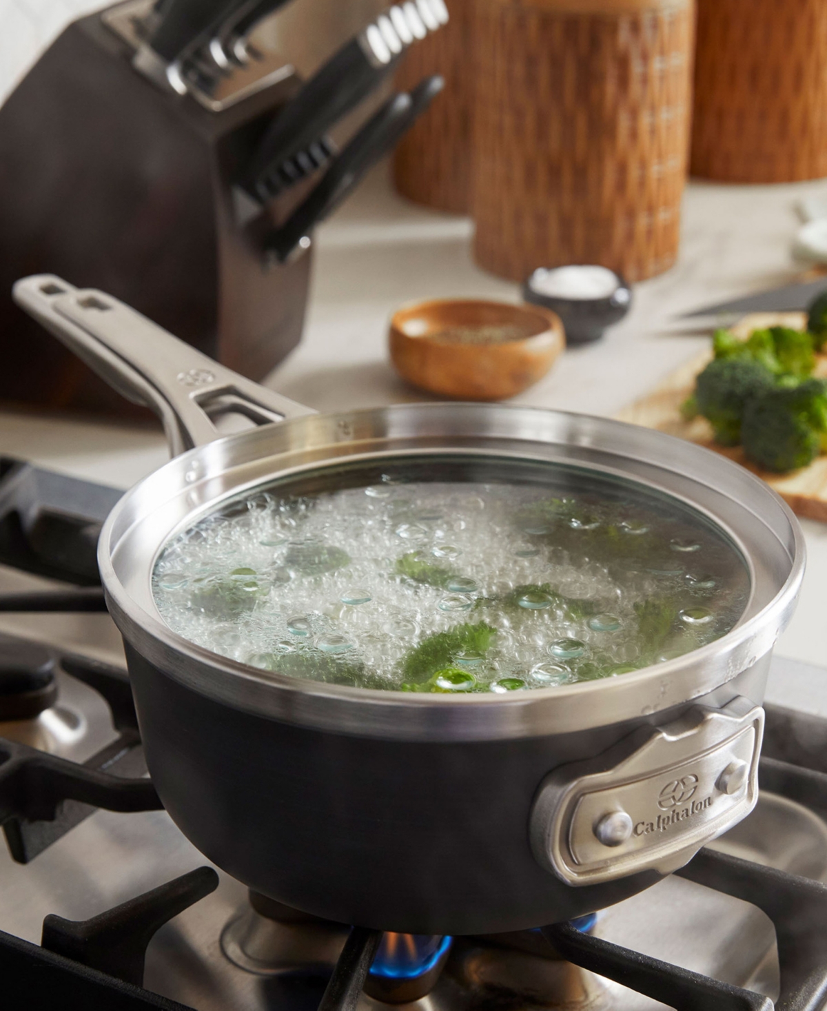 Calphalon Premier Space-Saving Hard-Anodized Nonstick 1.5-Quart Sauce Pan with Lid - Stainless Steel