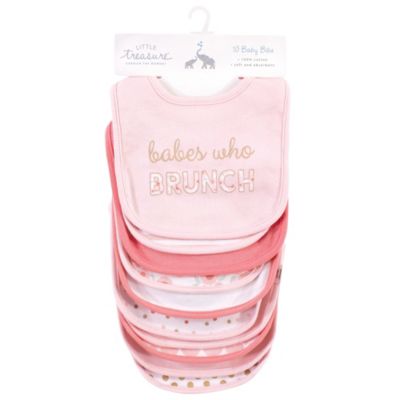 Girls Soft Interlock Fabric Bibs Value 10-Pack