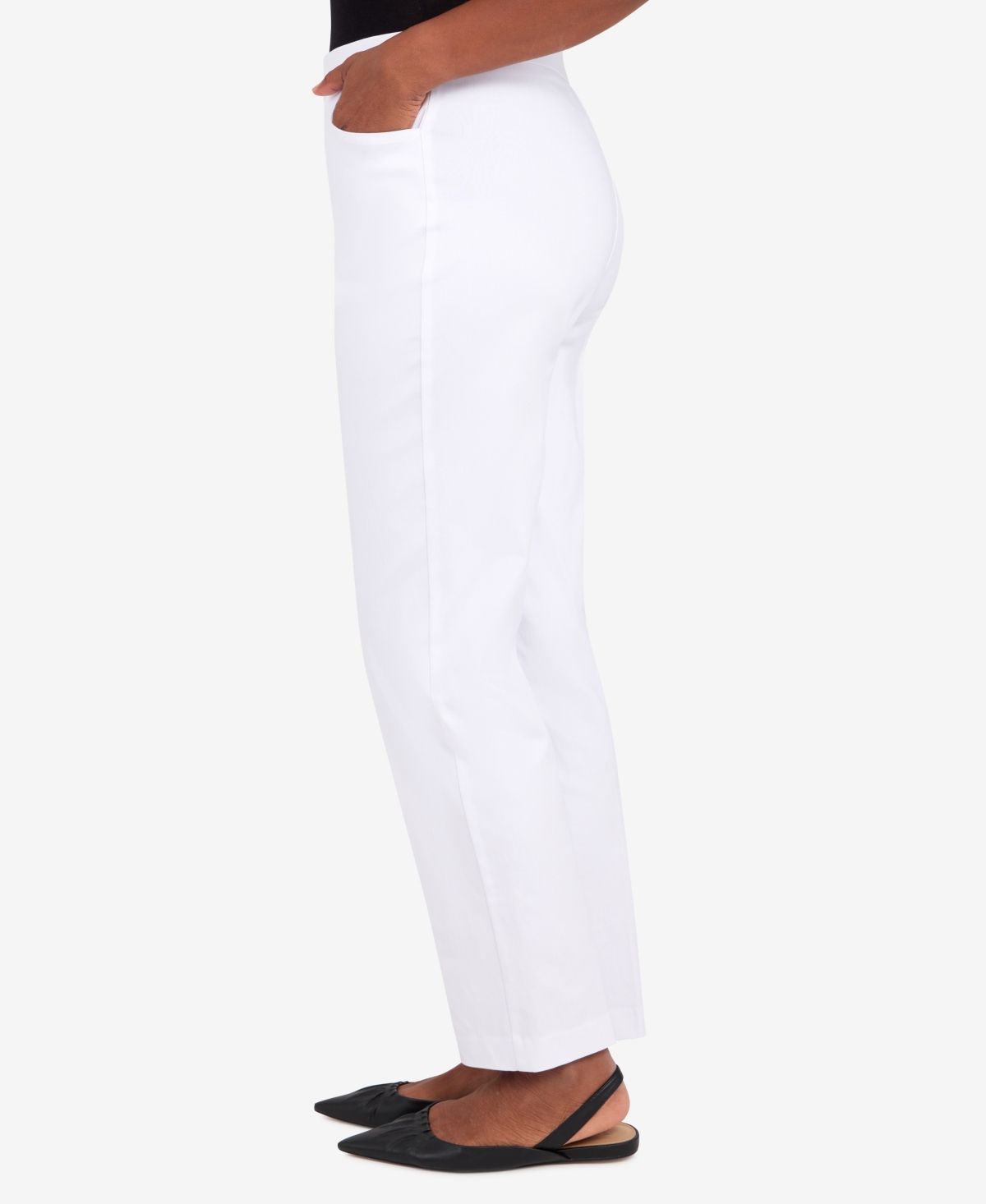 Alfred Dunner Women's Super Stretch Mid- Rise Average Length Denim Pant In White