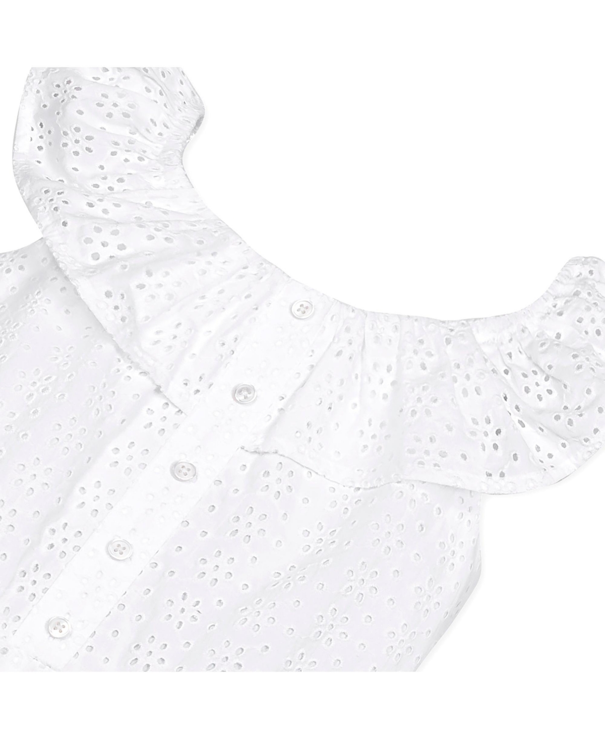 Hope & Henry Girls' Ruffle Collar Button Front Eyelet Romper, Infant