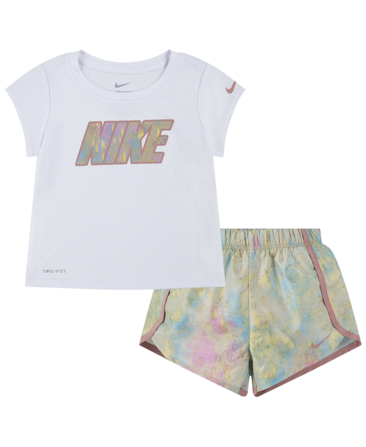 Nike Kids' Toddler Girls Dri-fit Short Sleeve T-shirt And Shorts Set In Sand Drift
