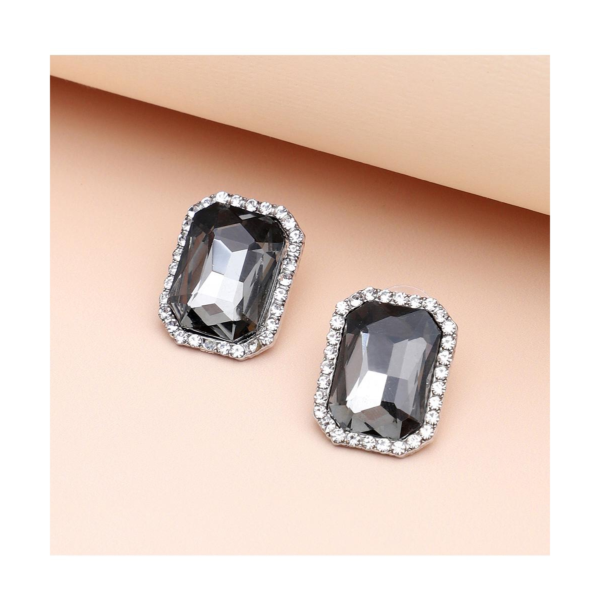 Shop Sohi Women's Black Stone Stud Earrings