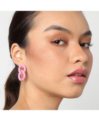 Women's Pink  Chainlink Drop Earrings