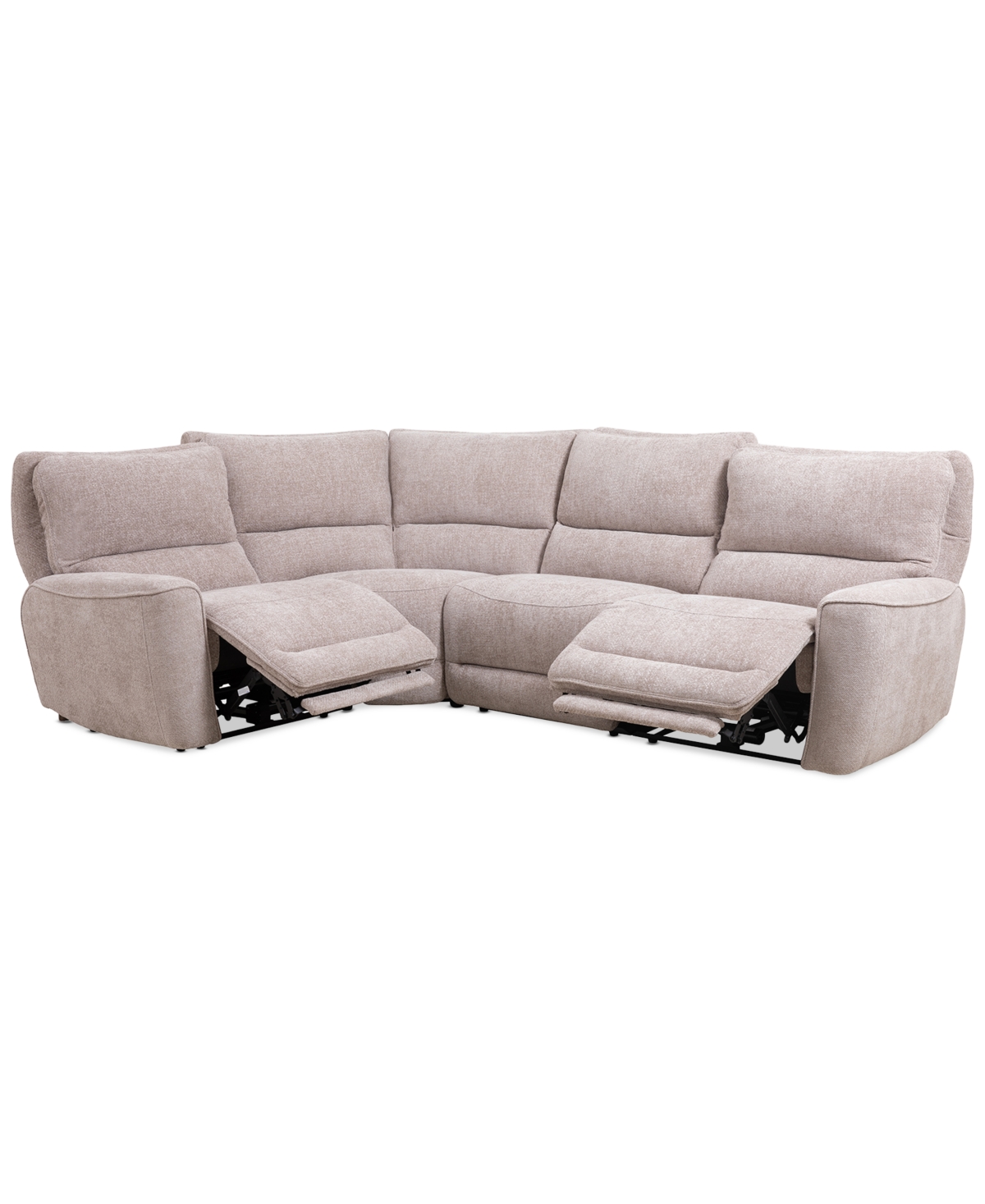 Shop Macy's Deklyn 116" 4-pc. Zero Gravity Fabric Sectional With 2 Power Recliners, Created For  In Cobblestone