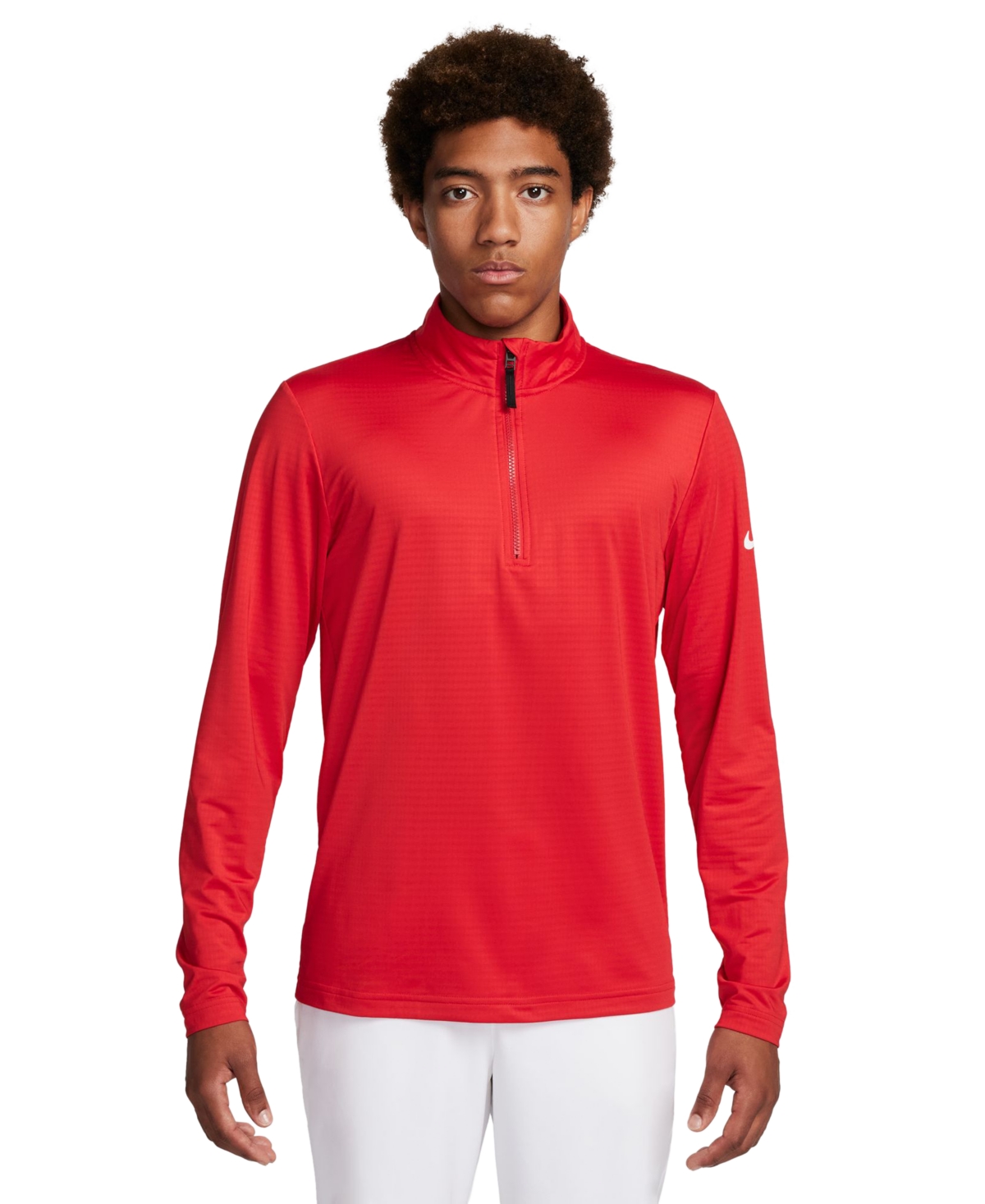 Nike Men's Victory Dri-fit Half-zip Golf Shirt In University Red,white,black,(white)