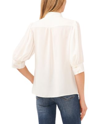 Women's 3/4-Sleeve Collared Button Down Top