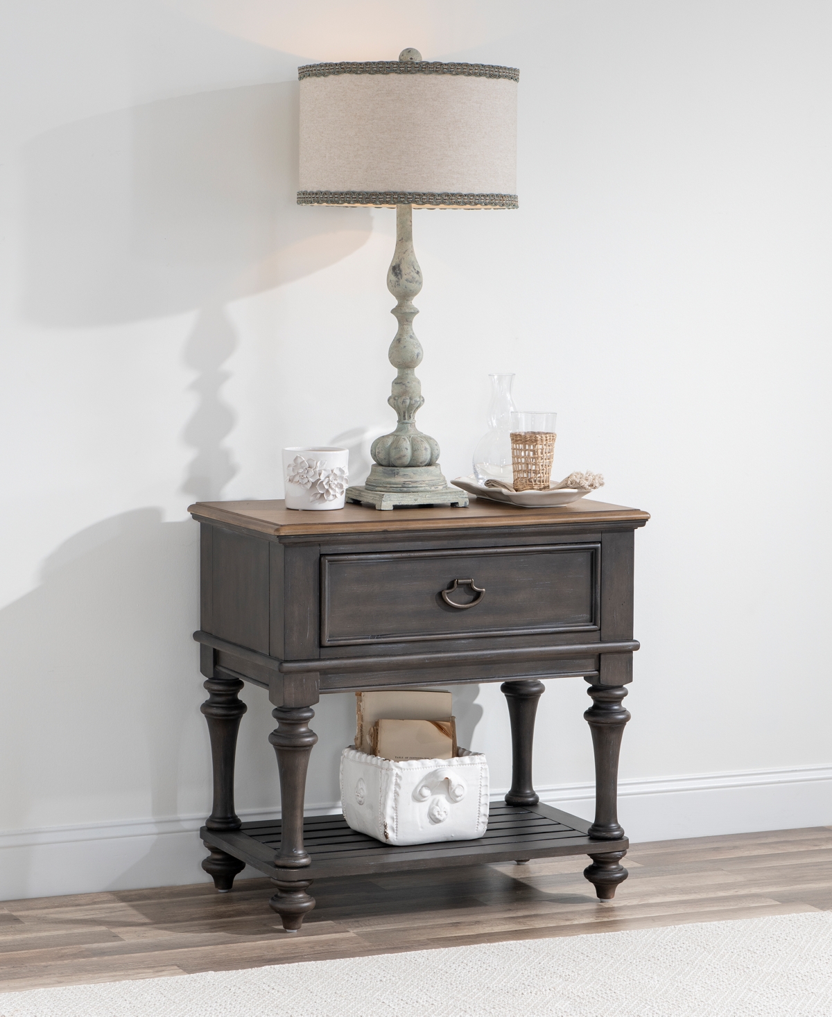 Macy's Mandeville One Drawer Nightstand In Brown