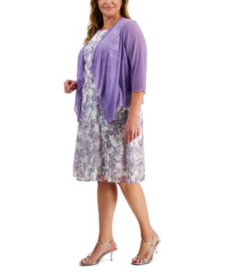 Plus Size Printed Dress and Mesh Jacket