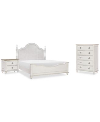 Mandeville 3pc Bedroom Set (Louvered Queen Bed + Drawer Chest + 2-Drawer Nightstand)