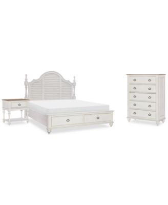 Mandeville 3pc Bedroom Set (Louvered California King Storage Bed + Drawer Chest + 1-Drawer Nightstand)