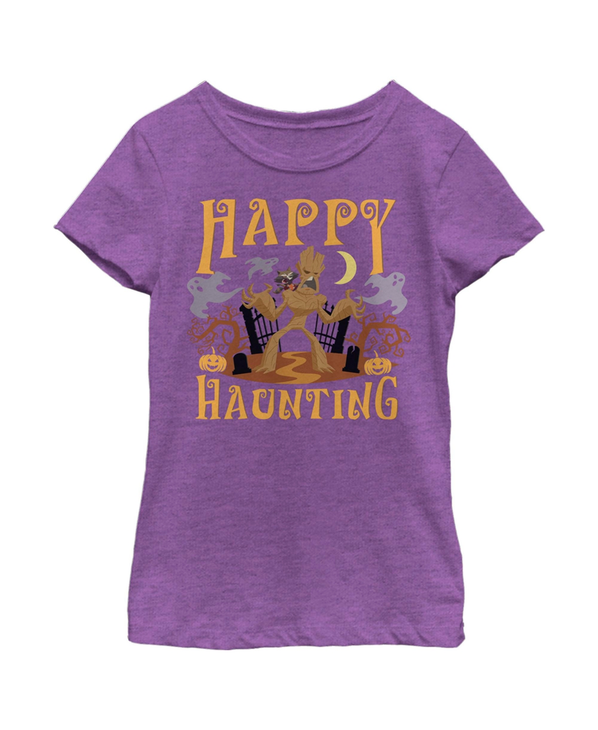 Marvel Kids' Girl's  Guardians Of The Galaxy Groot Happy Haunting Child T-shirt In Purple Berry