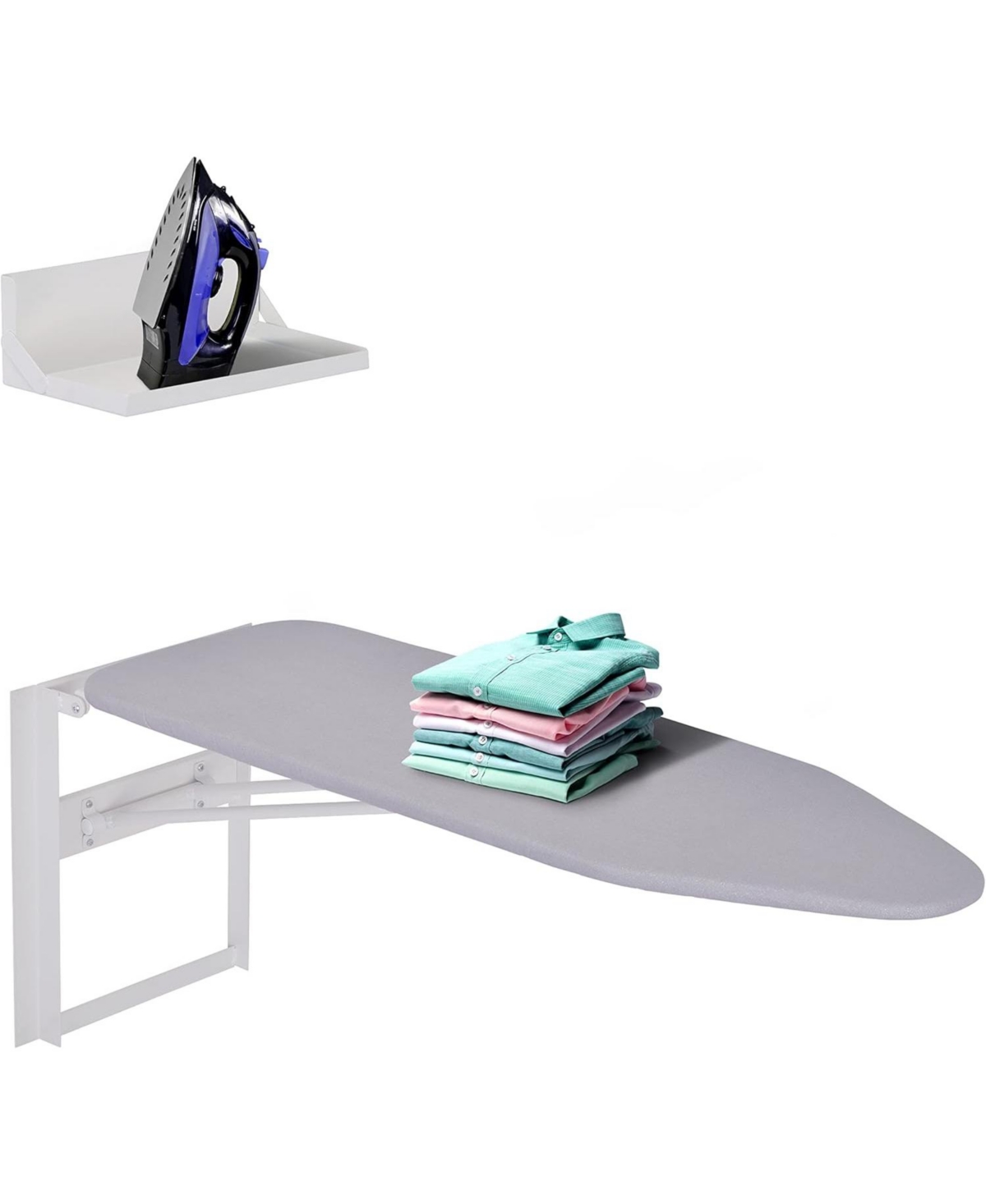 Ironing Board with Storage Shelf, Wall Mount Ironing Board - White
