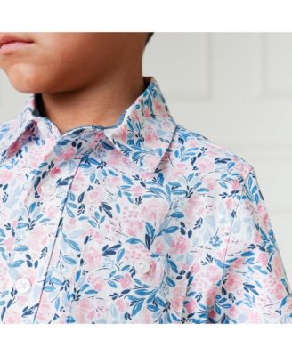 Boys' Short Sleeve Linen Shirt with Side Vent, Kids