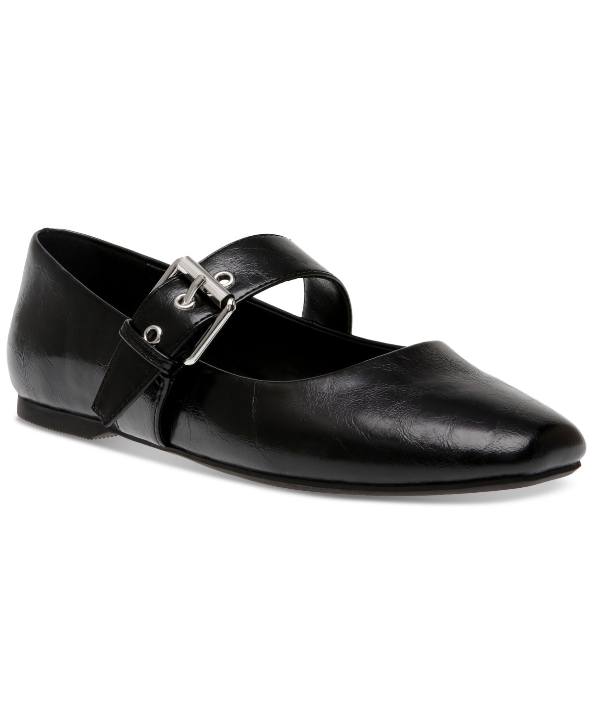 Women's Mellie Buckle Strap Mary Jane Flats - Black Patent