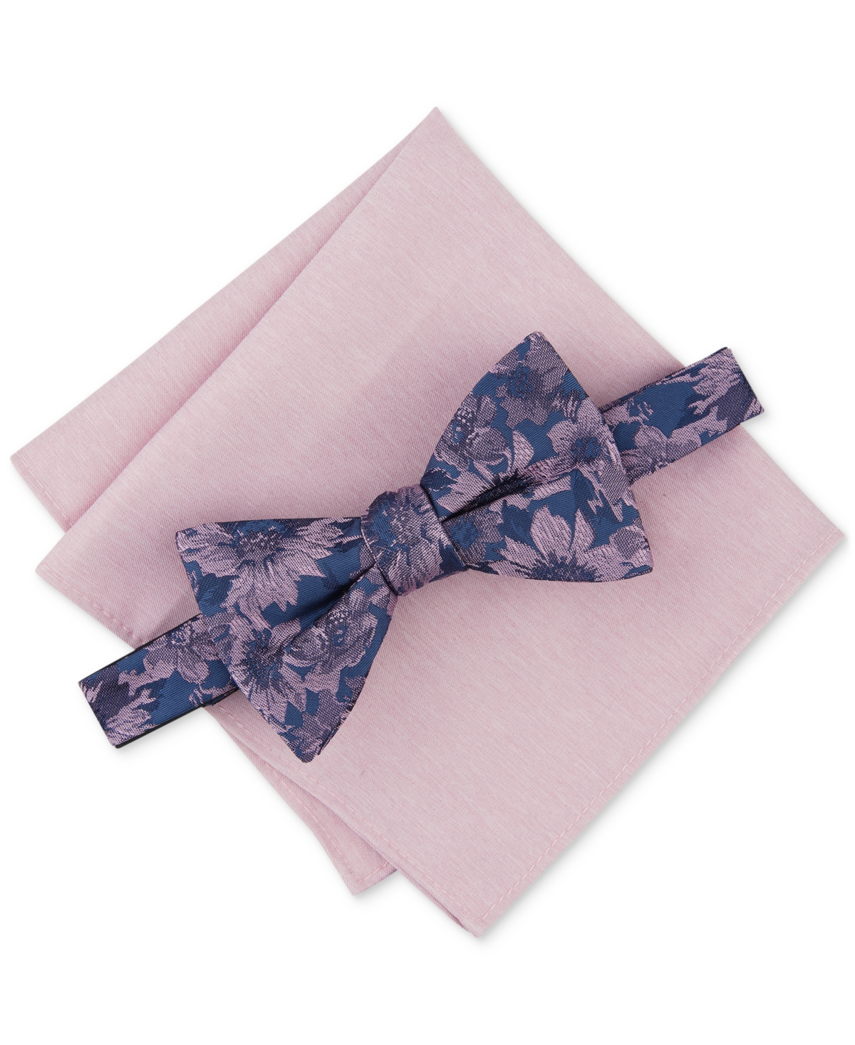 Bar Iii Men's Malaga Floral Bow Tie & Solid Pocket Square Set, Created For Macy's In Dusty Pink