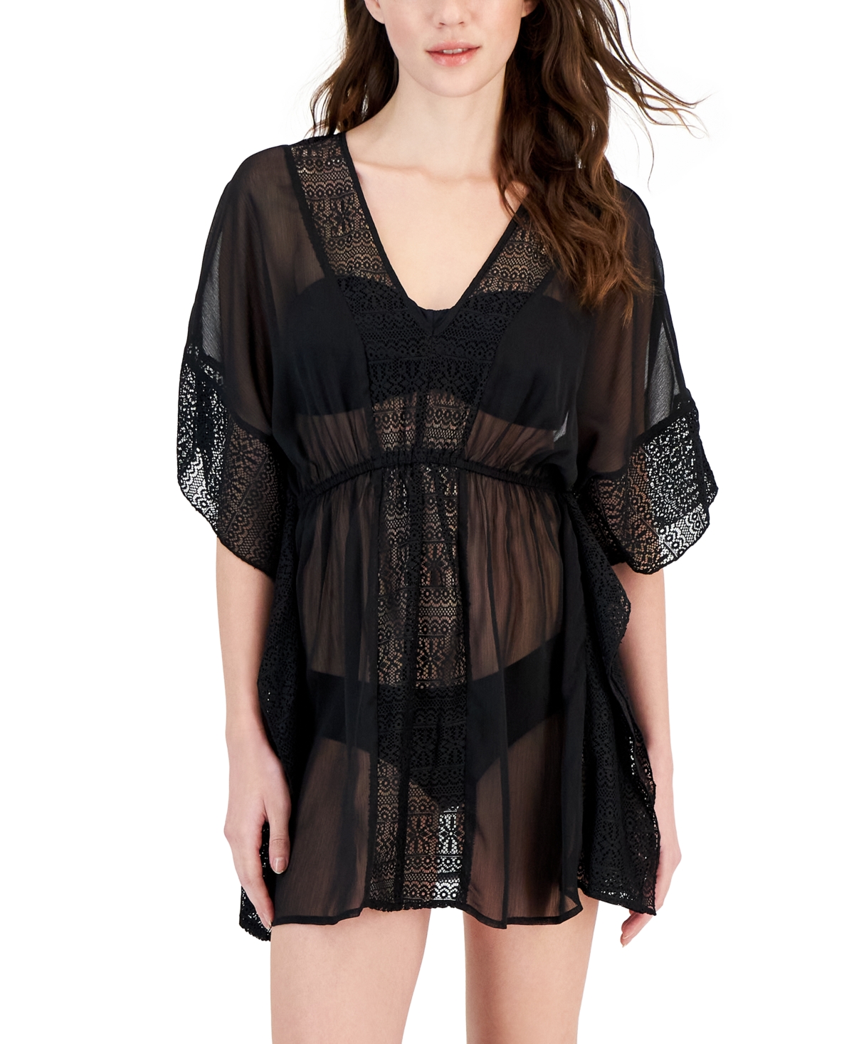 Women's Lace-Trim Cover-Up Tunic - Black