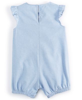 Baby Girls Cotton Chambray Flower Sunsuit, Exclusively at Macy's