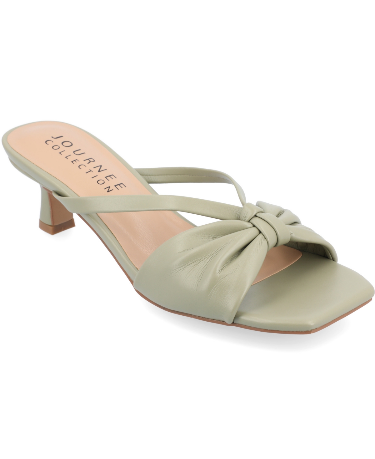 Journee Collection Women's Starling Kitten Heel Slip On Sandals In Sage