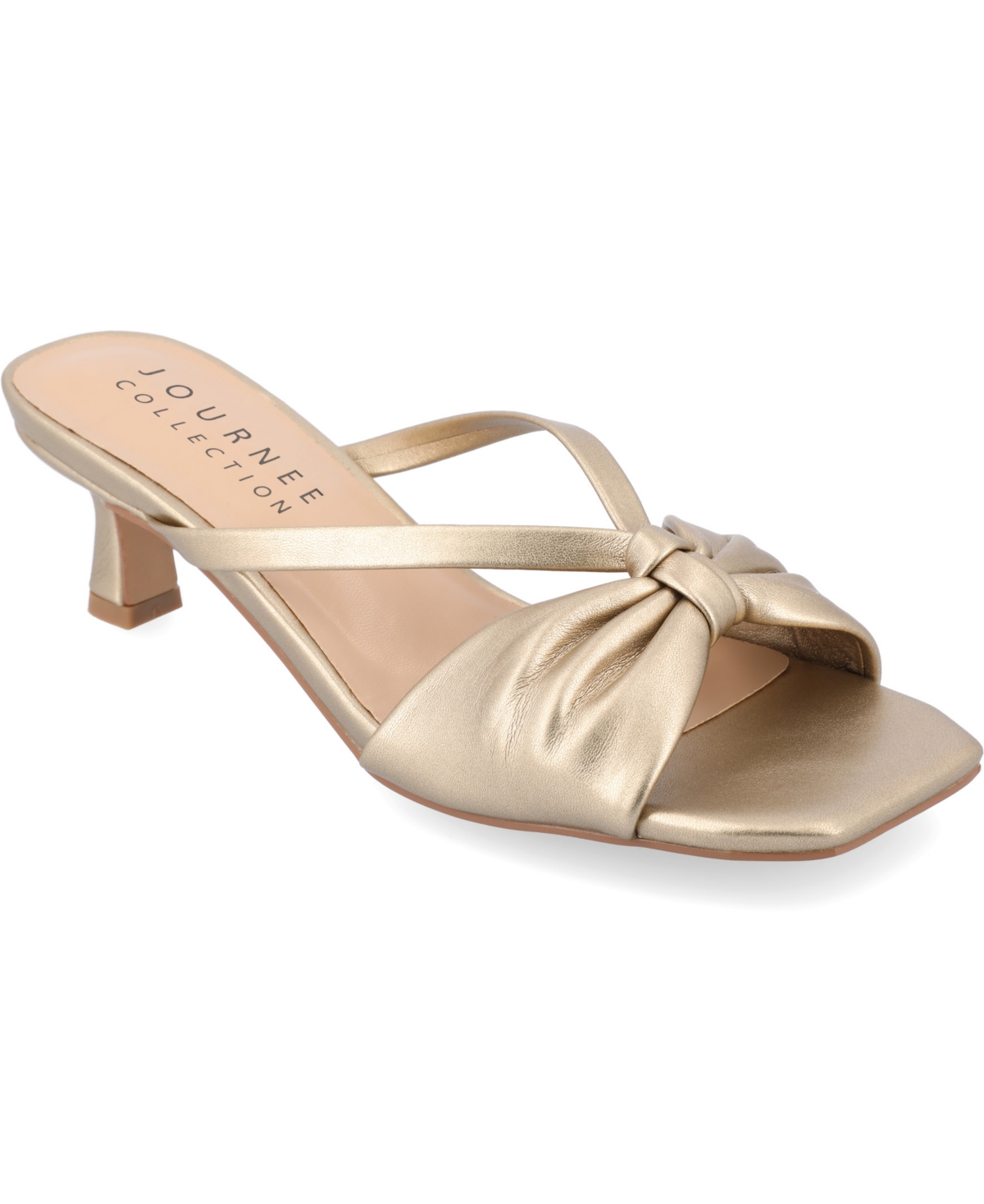 Shop Journee Collection Women's Starling Kitten Heel Dress Sandals In Gold