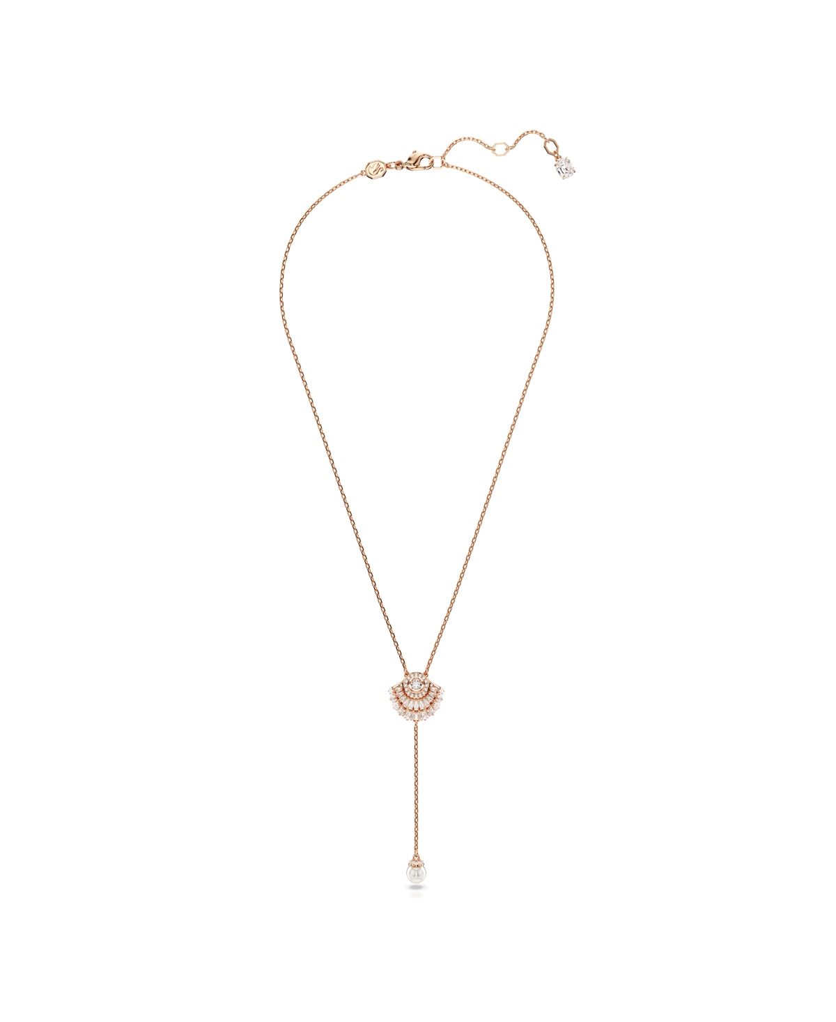 Swarovski Shell, White, Rose Gold-tone Idyllia Y Pendant Necklace In Rose Gold