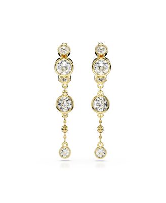 Round Cut, White, Mixed Metal Finish Imber Drop Earrings