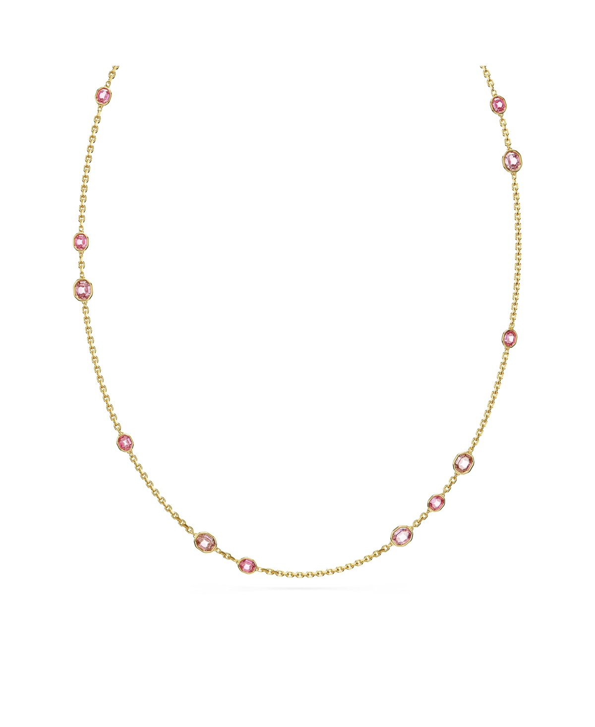 Round Cut, Pink, Gold-Tone Imber Strand Necklace - Pink