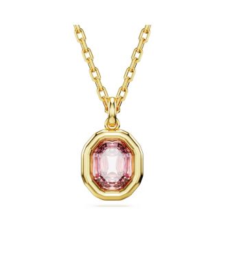 Octagon Cut Pink Gold Tone Imber Pendant Necklace